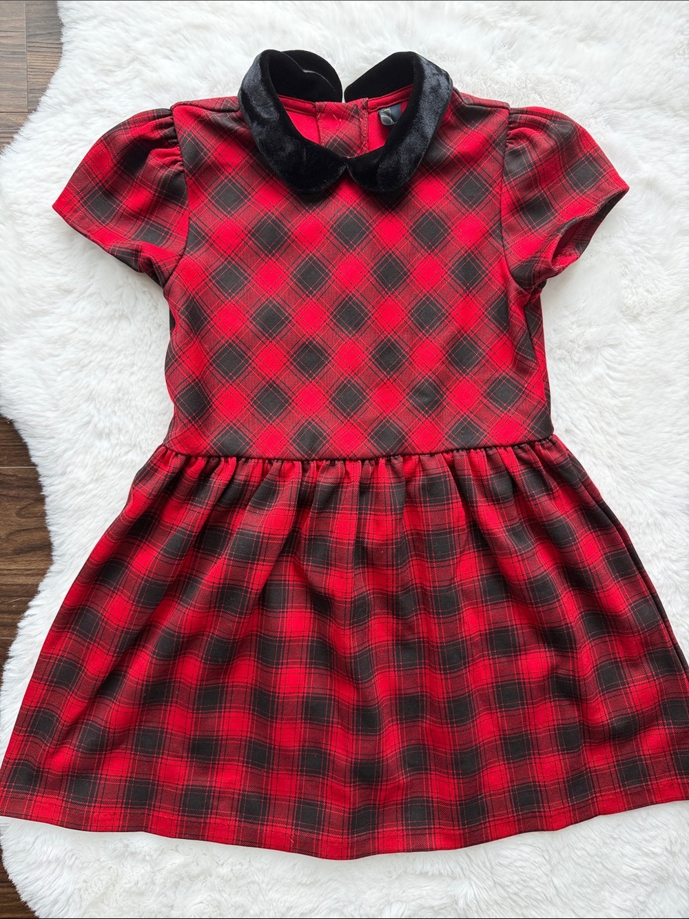 Polo Ralph Lauren Girls' Red Plaid Velvet Collar Dress size 3T
